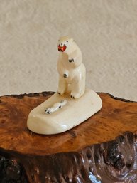 Alaskan Eskimo Carved Bear And Seal Figurine Sculpture #101