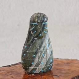 Zuni Fetish Stone Corn Maiden With Turquoise Accents Made By The Local Artist #146