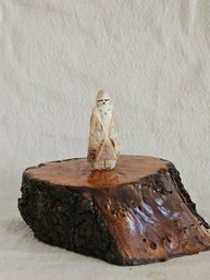 Zuni Carved Elk Antler Maiden Fetish With Turquoise Accents #152