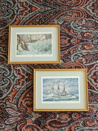 Lot Of 2 Artist Signed Framed Prints Wall Art #215