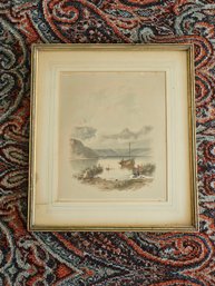 Vintage Framed Etching/print #217