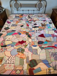 Antique American Crazy Quilt By Marlene Laing Signed And Dated #223