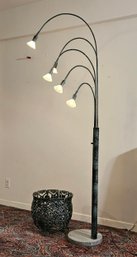 77' Tall 5 Arm Arc Art Deco Floor Lamp On A Marble Base 12.5' And Beautiful Metal Garden Planter 14X15.5 #283