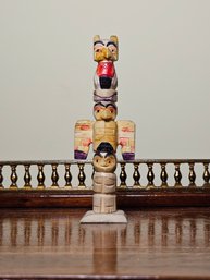 Vintage Eskimo Carved Bone Totem Pole #299