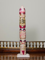 Vintage Eskimo Carved Bone Totem Pole #321