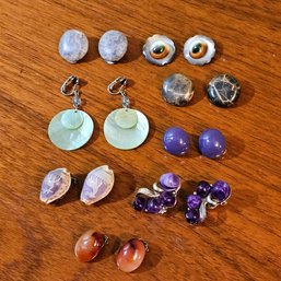 Lot Of 8 Vintage Clip-On Earrings #342