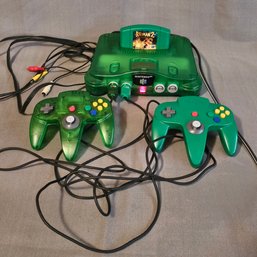 Nintendo 64 Green System Console Set With Controllers, Power Cords And Game #146