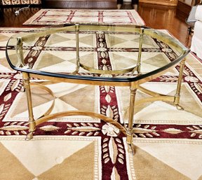 Labarge Mid-century Hollywood Regency Hexagonal Hooved Feet Brass And Glass Coffee/cocktail Table #17