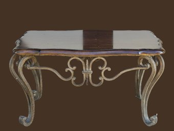 Domain Home Fashions Solid Wrought Iron And Solid Wood Top Coffee Table