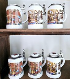 Set Of 6 Bavaria Collection CUI, Inc. Strohs Beer Steins With Metal And Ceramic Lid #11