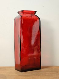Ruby Red Glass Vase Made In Spain 13.5'#44