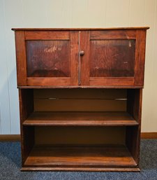 Antique Primitive Wooden Cabinet Or Bookcase  #128