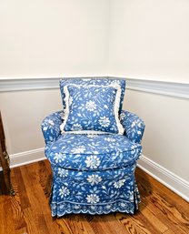 Hickory Chair With Custom Fine Linen Upholstery - Like New  #2