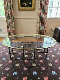 Baker Faux Bamboo Glass And Brass Tray Top Coffee Table #23