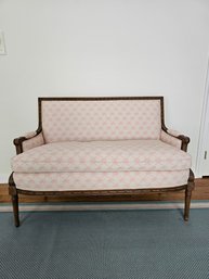 Stunning Pink Upholstery French Carved Louis XVI Style Settee #25