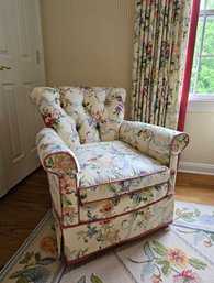 Beautiful Hickory Chair With Custom Fine Linen Upholstery - Like New  #35