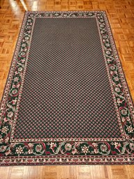 Excellent Condition Fine Portuguese Hand Woven Wool Rug Main Color Green 68 1/2' X 111 1/2'  #58