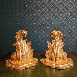 A Pair Of Vintage Italian Gold Ornate Wall Sconce #75