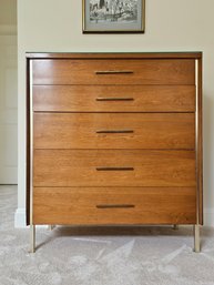 Tall Mid Century Dresser By John Stuart Inc. Accented By Aluminum Trim And Legs  #21