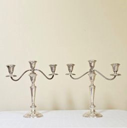 Pair Of Gorham Sterling Silver 3-light Candelabras Marked With Makers Stamp And No. 800/1 Weighted #26