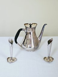 Danish Modern Silver Plated Tea Pot By Hans Bunde For Cohr And Hans Jansen Danish Calla Lily Bud Vases  #31