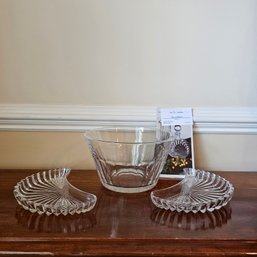Lot Of Two Villeroy & Boch 'Platano' Crystal Salad Plates And Large Bowl #45
