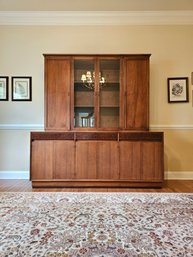 Rare John Stuart Mid-Century Modern Walnut And Burl Wood 2 Piece Furniture Credenza And Display Cabinet #50