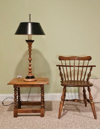 Ethan Allen Comb Back Chair Maple & Birch, Vintage Solid Wood Stool Or End Table, Vintage Wood & Metal Lamp99