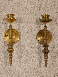 Pair Of Mid-century Brass Candleholder Scones #103