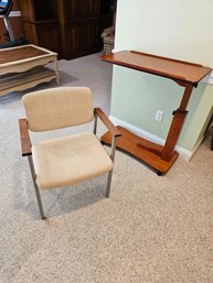 Comfortable Rolling Adjustable Table And  1970/80s Office Chair #114