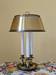Vintage Brass Bouillotte 3 Light Candelabra Desk Lamp With 3 Way Switch 20'  #122