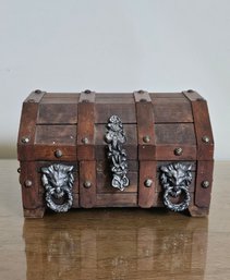 Medieval Style Wooden Lion Head Jewelry Box #170