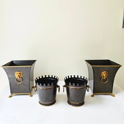 A Pair Of Two Italian Cachepots With Lion Handles And A Pair Of Two Small Italian Cahepots Jardiniere #18