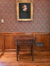 Beautiful English Mahogany Hand Painted Oval Table With Drawer (Painting Not Included) #27