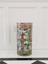 Large Chinese Famille Verte Porcelain Umbrella Stand 18 X 9 #11