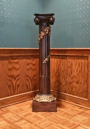 Antique French Hand-carved Oak Fluted Column Pedestal #85