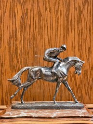 Silver Filled Model Of A Race Horse With Jockey Bearing Marks For Camelot Silverware Sheffield Signed  #99