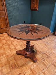 Pedestal Games Table Compass Table By Baker Furniture Comes With Glass Top   #109