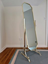 Mid Century Modern Brass Free Standing Mirror 64 X 18.5  #118