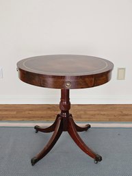 Baker Furniture Mahogany And Leather Center Table With Drawer #119