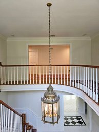 Massive 19th Century English Brass Octagon Beveled Glass Hall Chandelier W/single Hinged Door  1/1