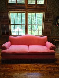 Beautiful Upholstered Sofa With Fringe Apron In Solid Wood Frame #195