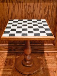 Hand Made Wooden And Alabaster Top Pedestal Chess Table 19.5'H X 16'W  #134