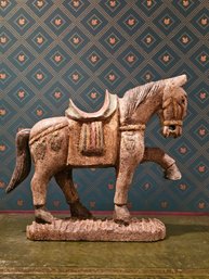 Hand Painted And Wood Carved Horse Sculpture #141