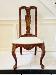 Antique 19th Century Chinoiserie Queen Anne Style Side Chair Newly Upholstered Seat 43'H X 20'W X 15'D#158