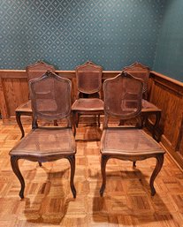 Early 1900s French Louis XV Style Walnut Cane Dining Chairs 38'H X 18'W X 16.5'D  #175