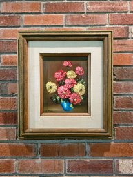 17.5 X 16 Oil On Canvas Floral Still Life By L.Rossi Signed Matted And Framed #11