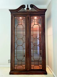 Stunning Chippendale Solid Wood And Glass Lighted Display Cabinet #18