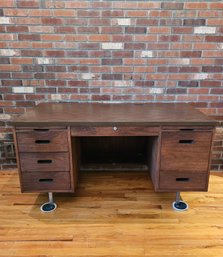 MCM Alma Desk Company Executive Desk W/one Center Pull Drawer, 2 Pull Out Writing Shelves,5 Storage Drawers#45