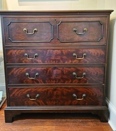 Antique Warsaw Furniture Flame Mahogany English Georgian Style Secretary Desk Chest Of Drawers